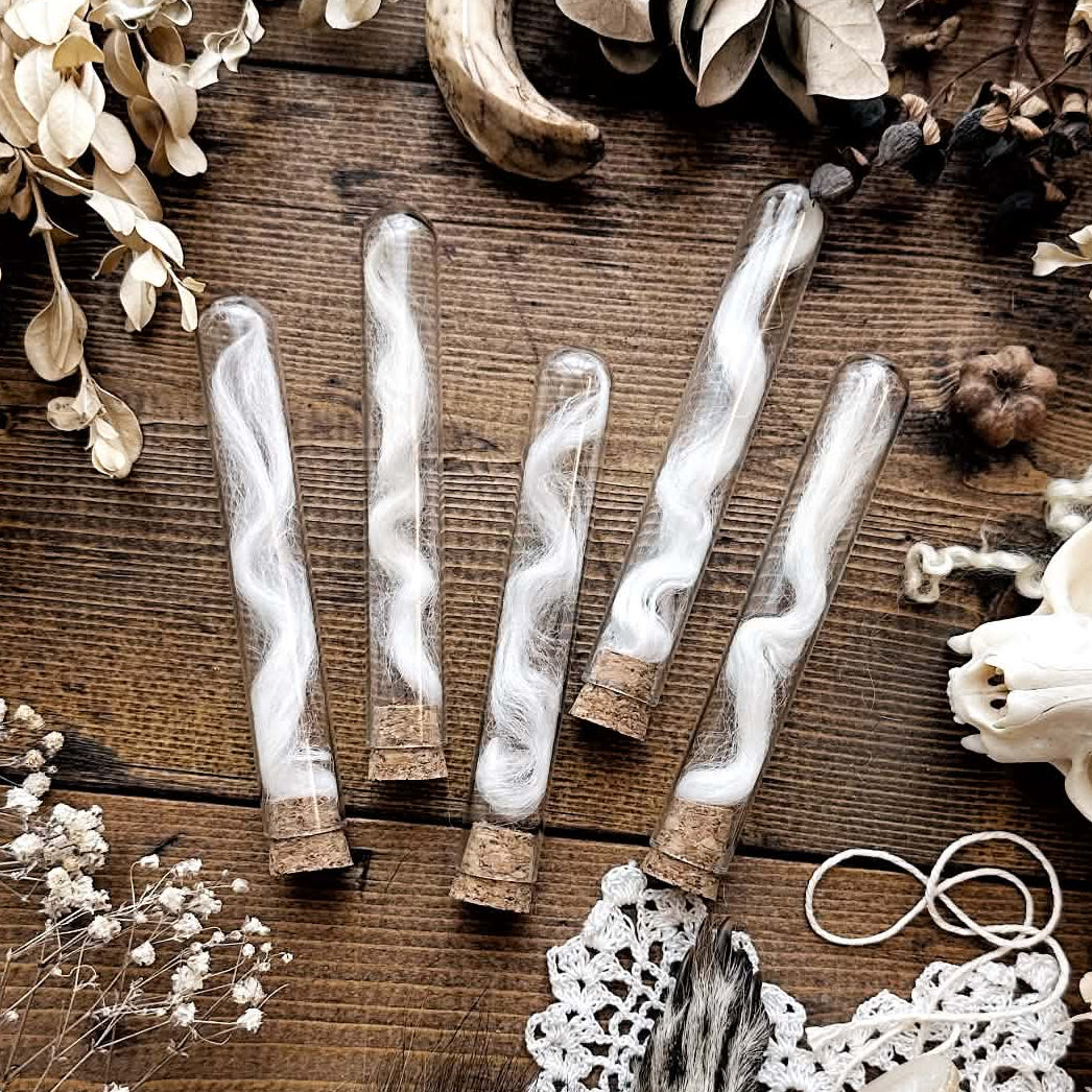 Free Gift – Curly White Alpaca Lock in Glass Vial (Orders over $20+)