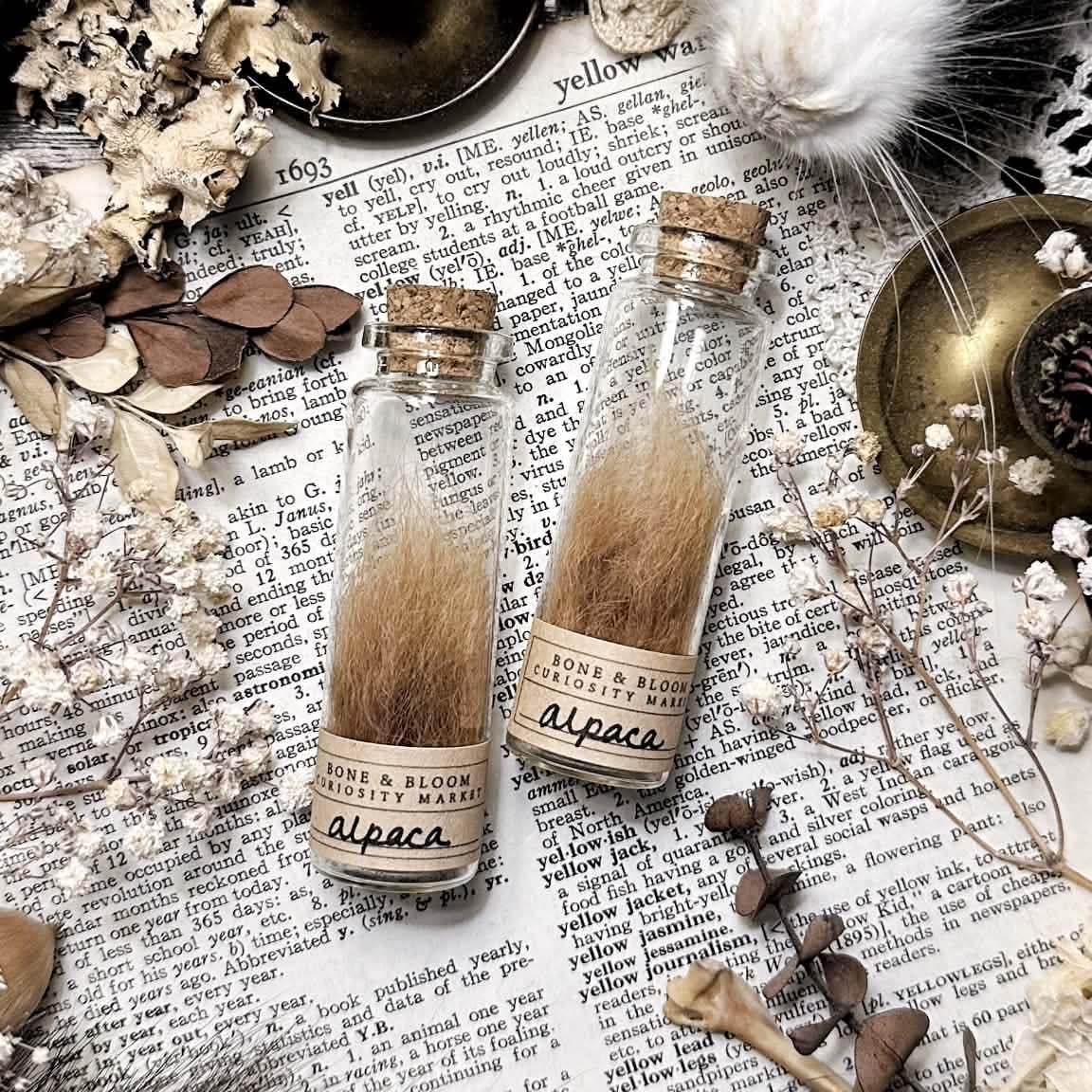 Real Orange Alpaca Fleece in Glass Vial