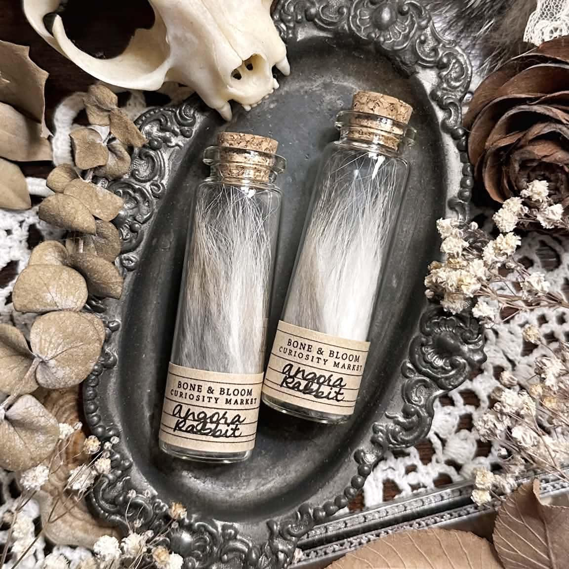 Real Angora Rabbit Fur in Glass Vial