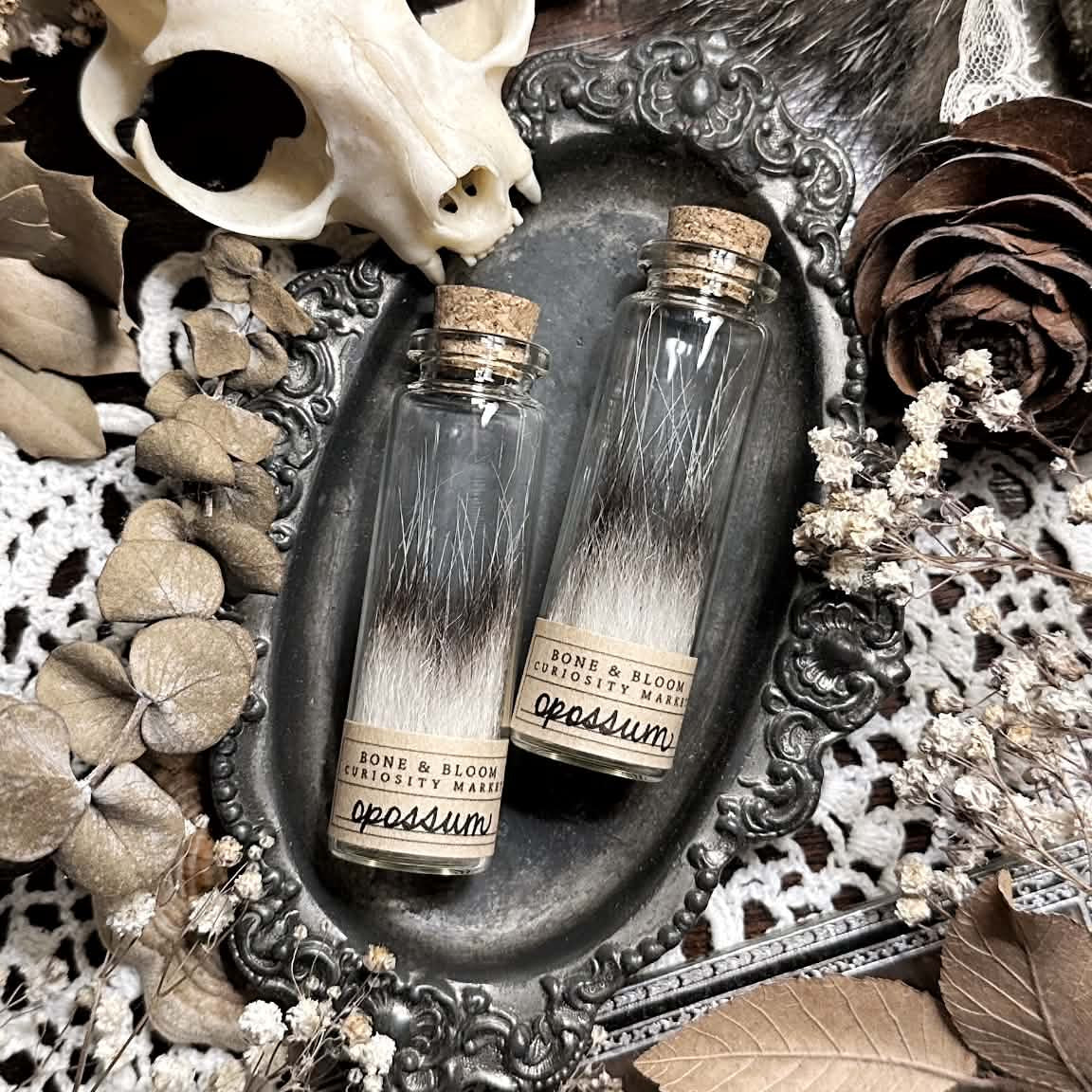 Real Virginia Opossum Fur in Glass Vial