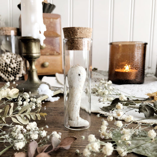Vintage Porcelain Doll Leg in Glass Vial – No. 42