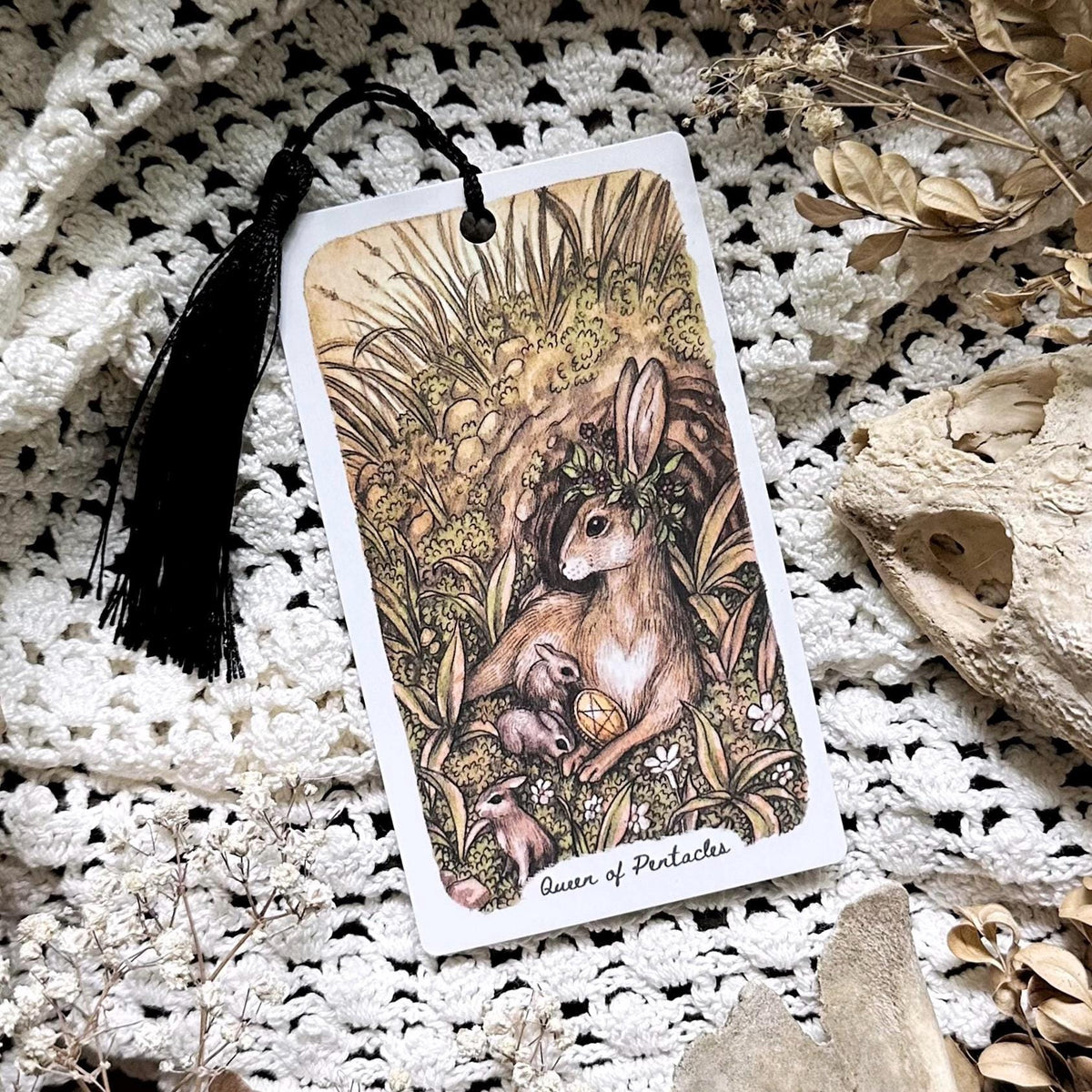 Woodland Rabbit Tarot Bookmark– Queen of Pentacles