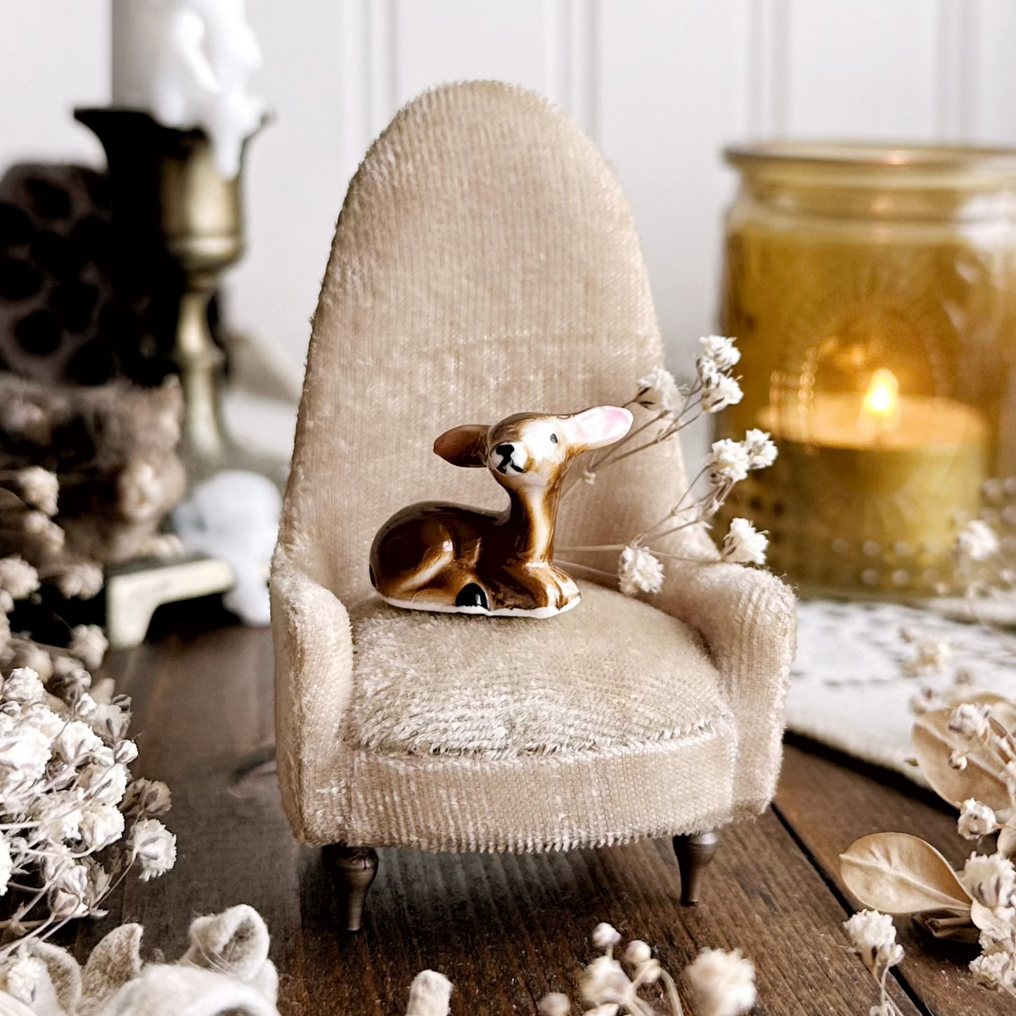 Tiny Vintage Baby Deer Bone China Figurine