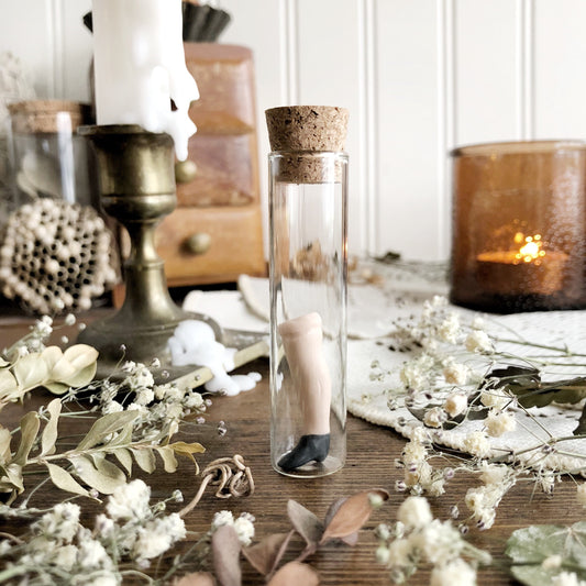 Petite Vintage Porcelain Doll Leg in Glass Vial – No. 72