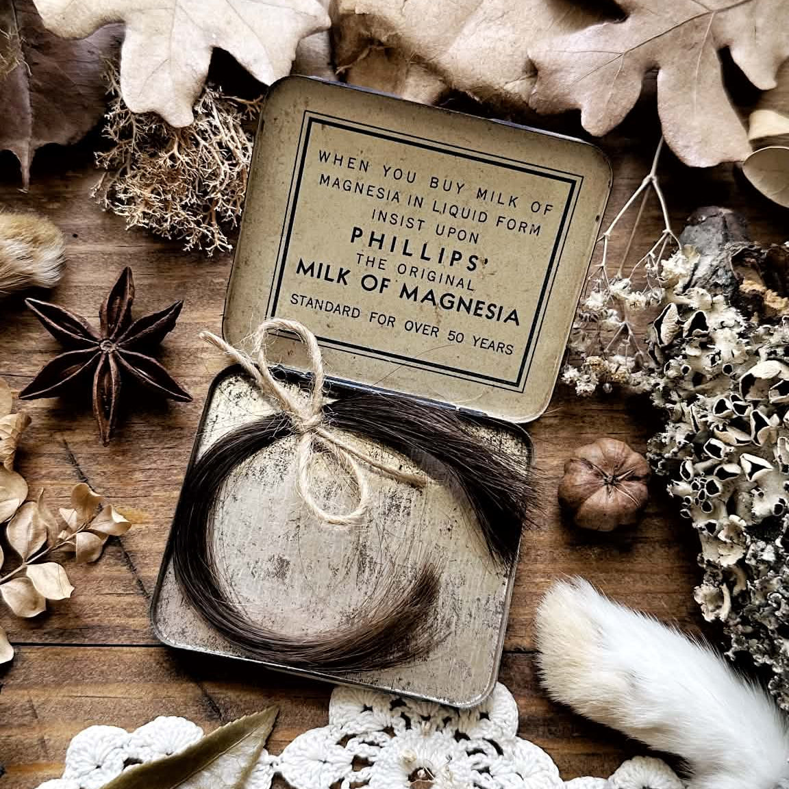 Real Human Hair in Vintage Metal Tin – No. 01