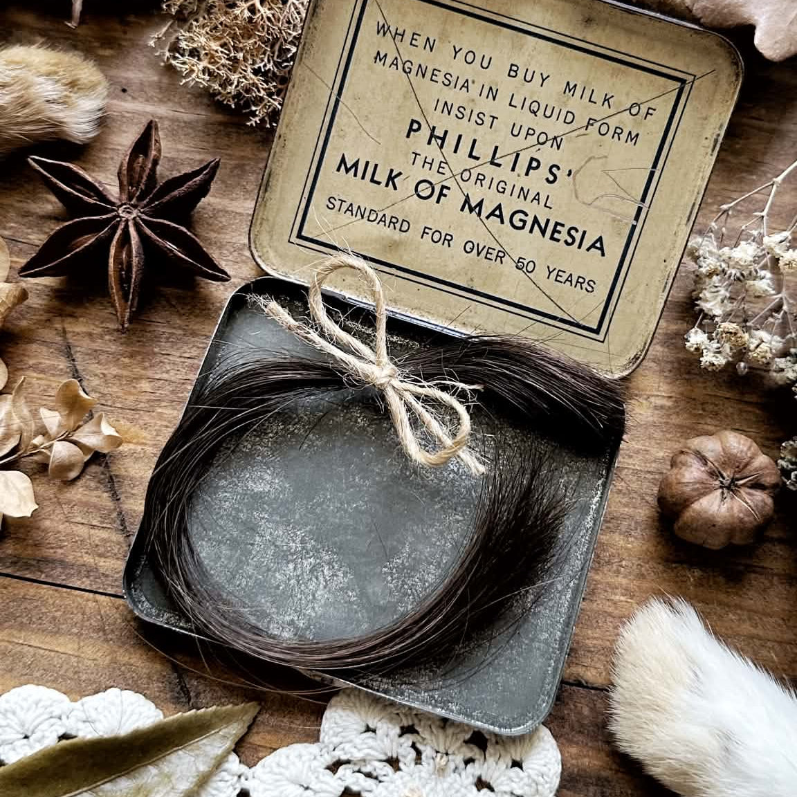 Real Human Hair in Vintage Metal Tin – No. 02