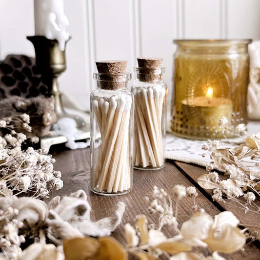 20 White Matches in Glass Vial | 1.75" Inches