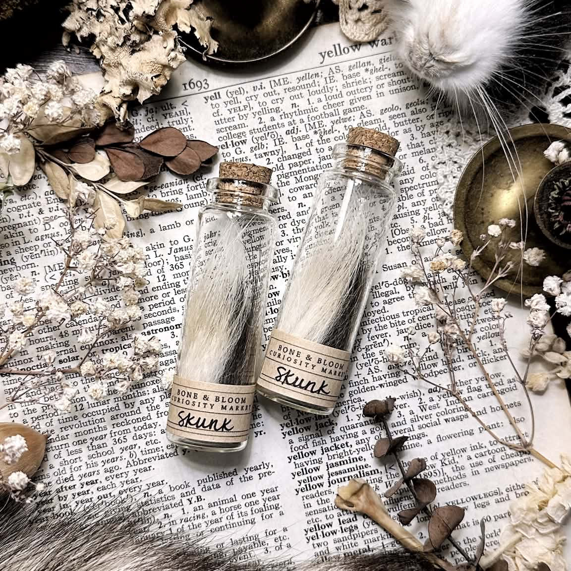 Real Skunk Fur in Glass Vial