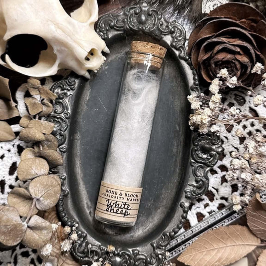 Real White Sheep Wool in Glass Vial